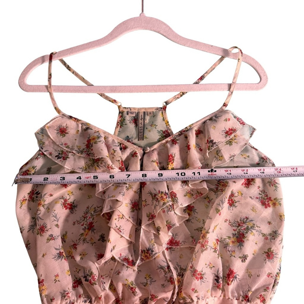 Guess Floral Ruffle Camisole in Cream and Red Size S Boho Cottagecore Festival - Picture 6 of 15